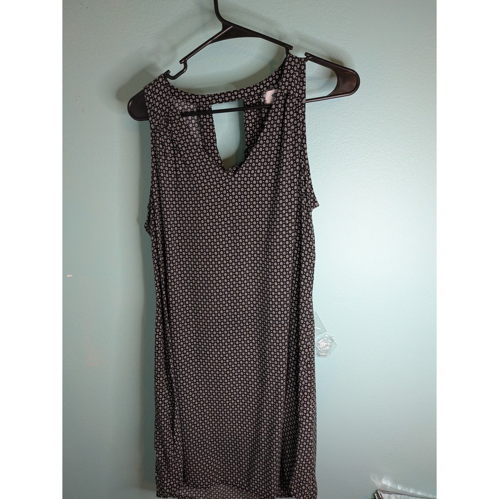 Old Navy Womensโ Black White Floral Geometric V-Neck Keyhole Back Shift Dress M